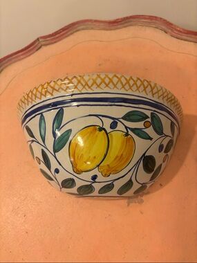 Hand-Painted Ceramic Lemon Wall Pocket by